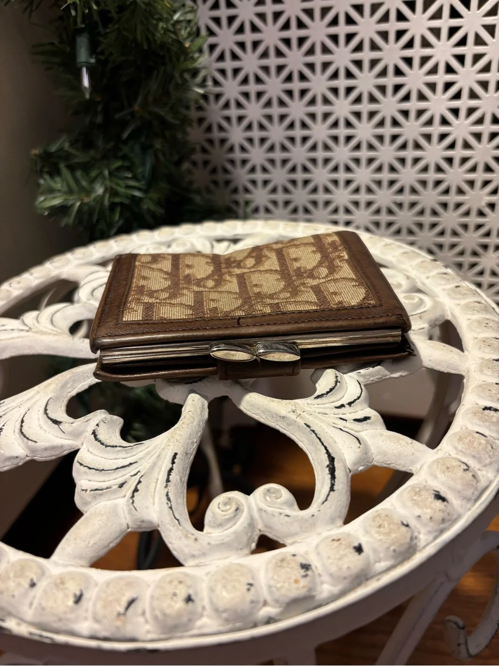 Vintage Christian Dior Oblique Canvas Bifold Wallet in Brown